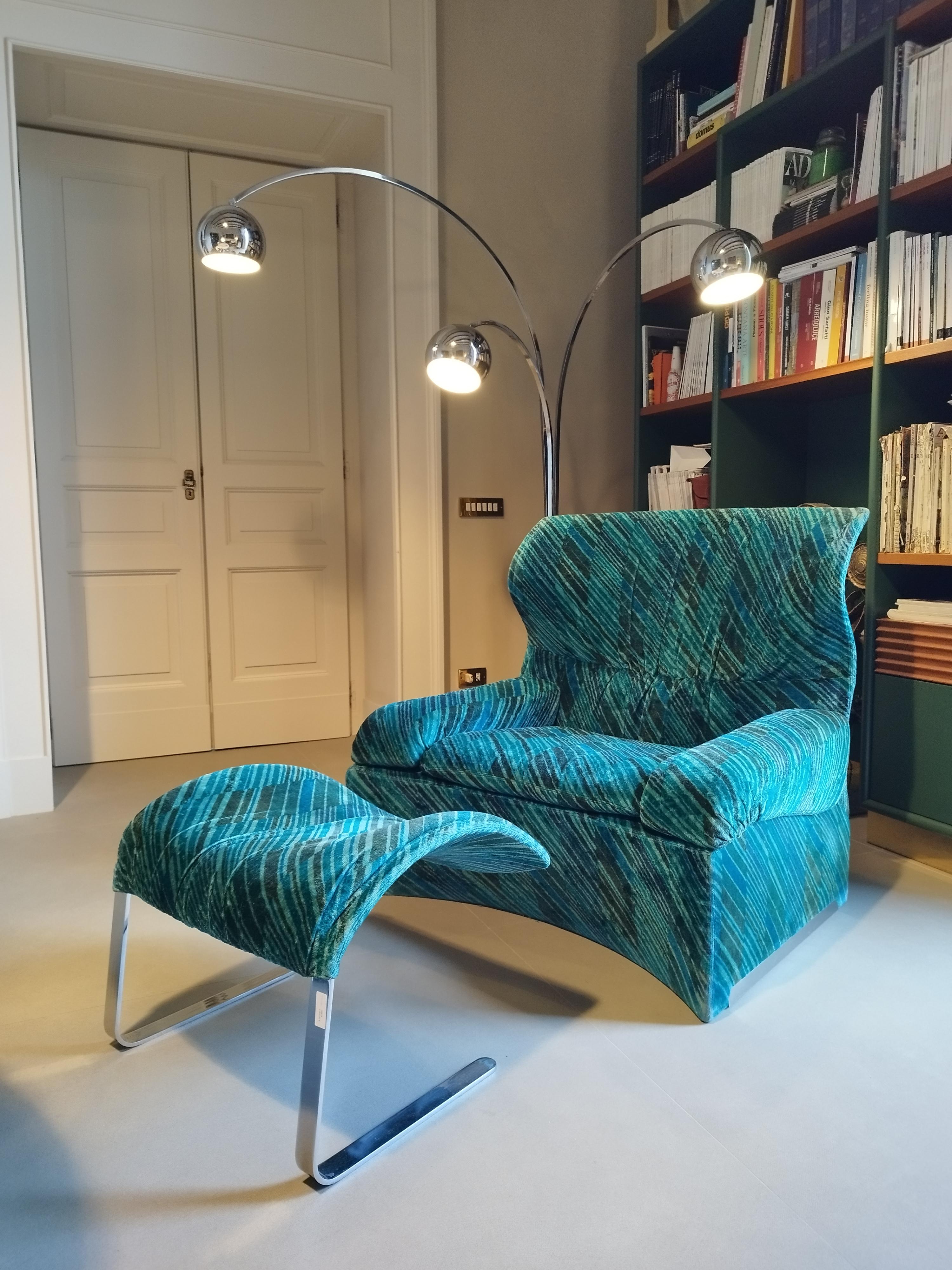 Fauteuil Velo Alta de Giovanni Offredi pour Saporiti avec ottoman, Italie, 1970 4