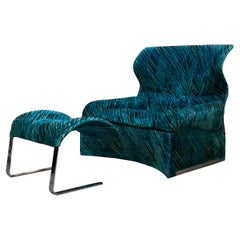 Fauteuil Velo Alta de Giovanni Offredi pour Saporiti avec ottoman, Italie, 1970