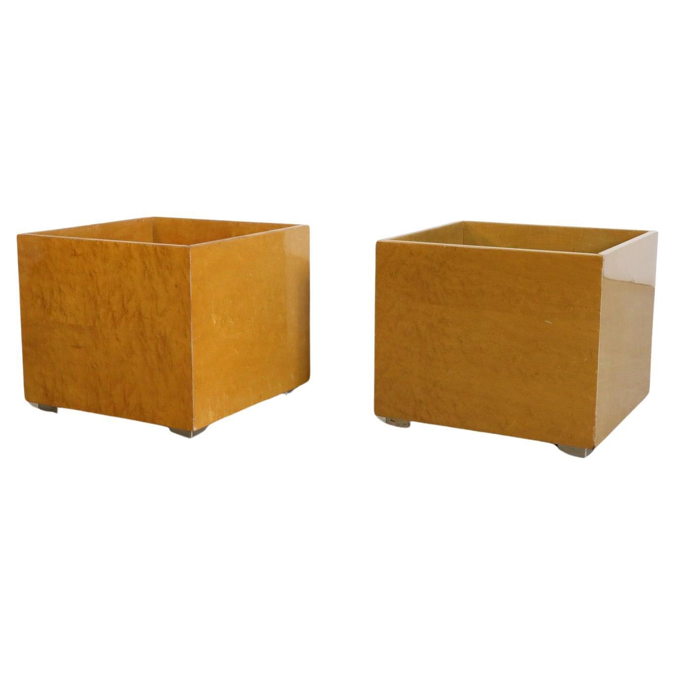 Giovanni Offredi High Gloss Bird's Eye Maple Planters For Saporiti, Italy For Sale