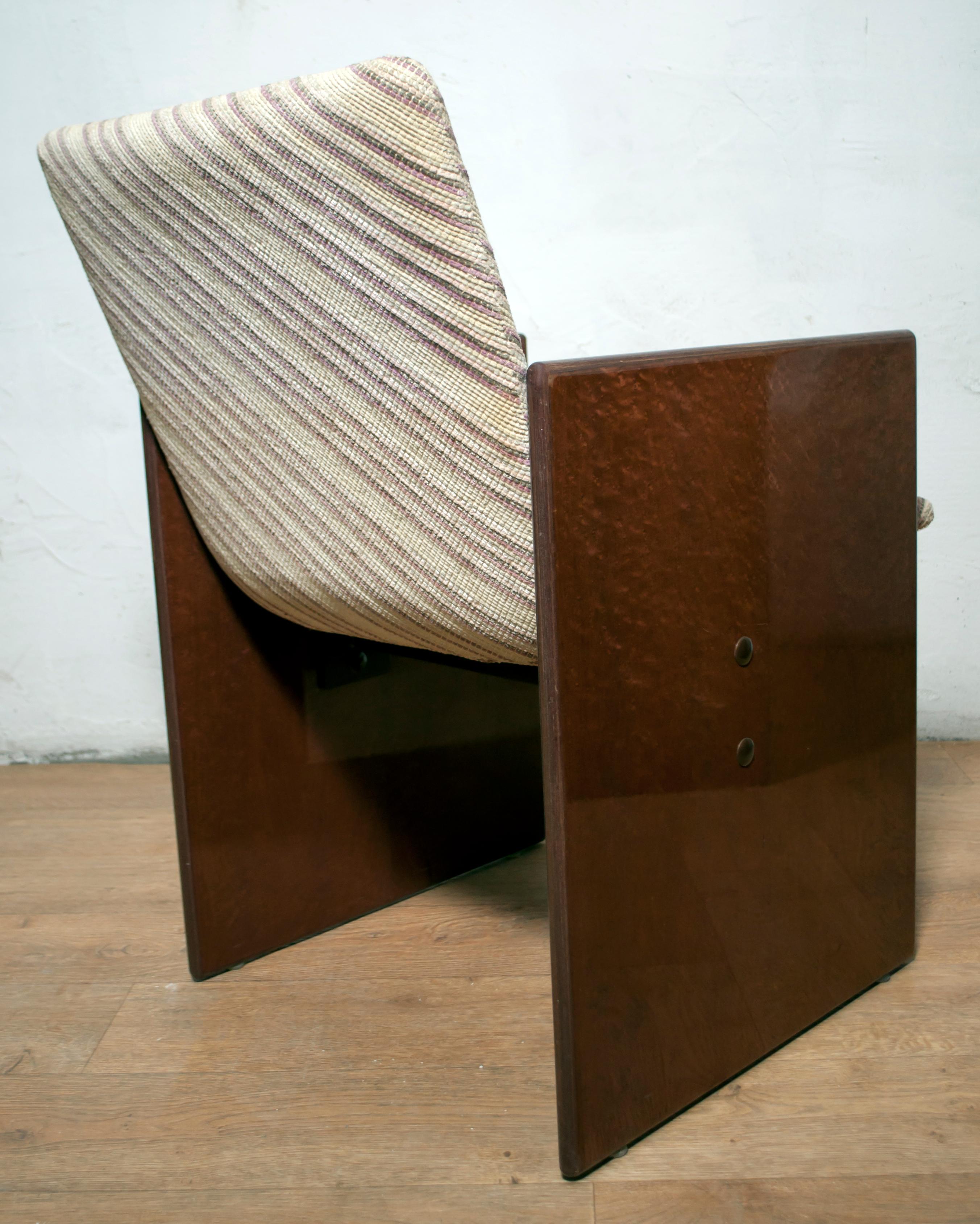 Giovanni Offredi Italian Dining Chairs Missoni Fabric by Saporiti 1970 Walnut 5
