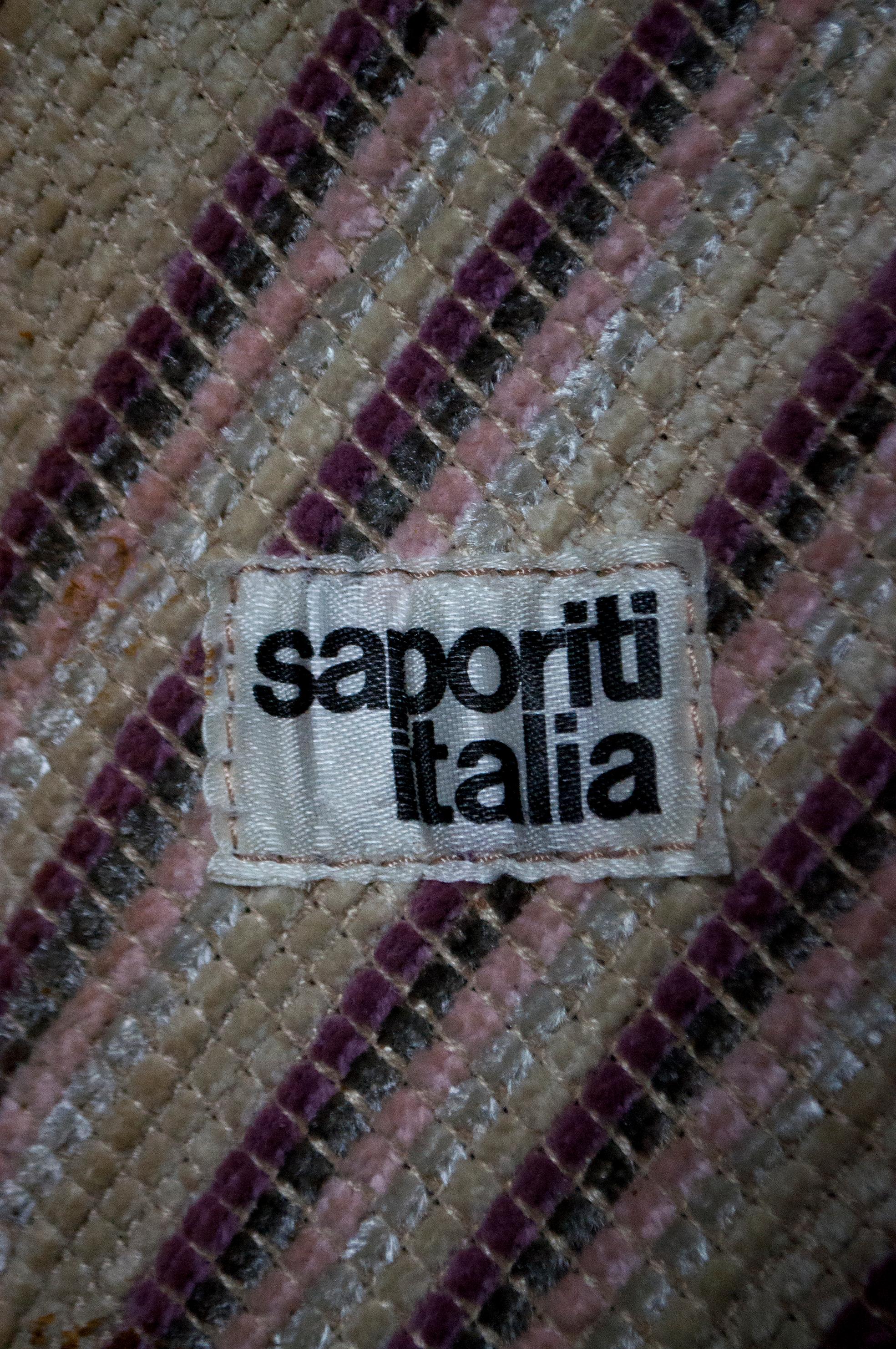 Giovanni Offredi Italian Dining Chairs Missoni Fabric by Saporiti 1970 Walnut 6