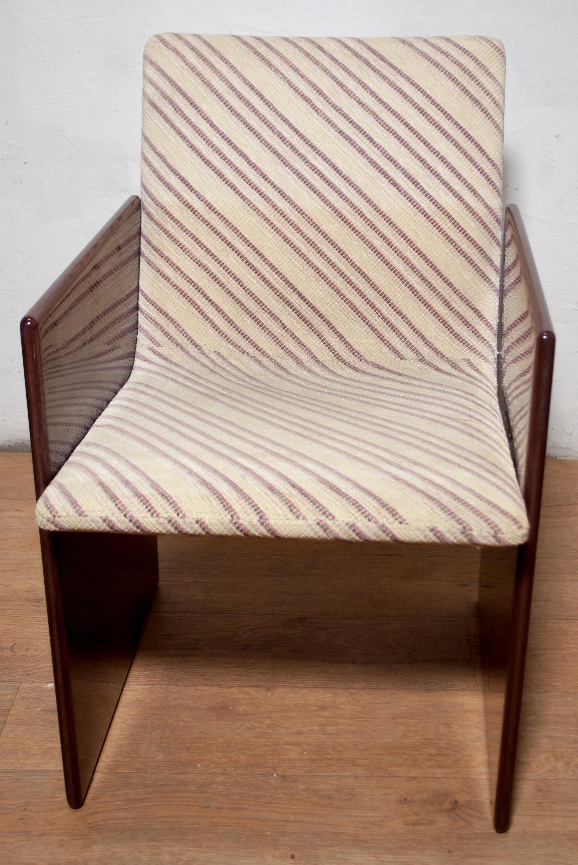 Giovanni Offredi Italian Dining Chairs Missoni Fabric by Saporiti 1970 Walnut 2