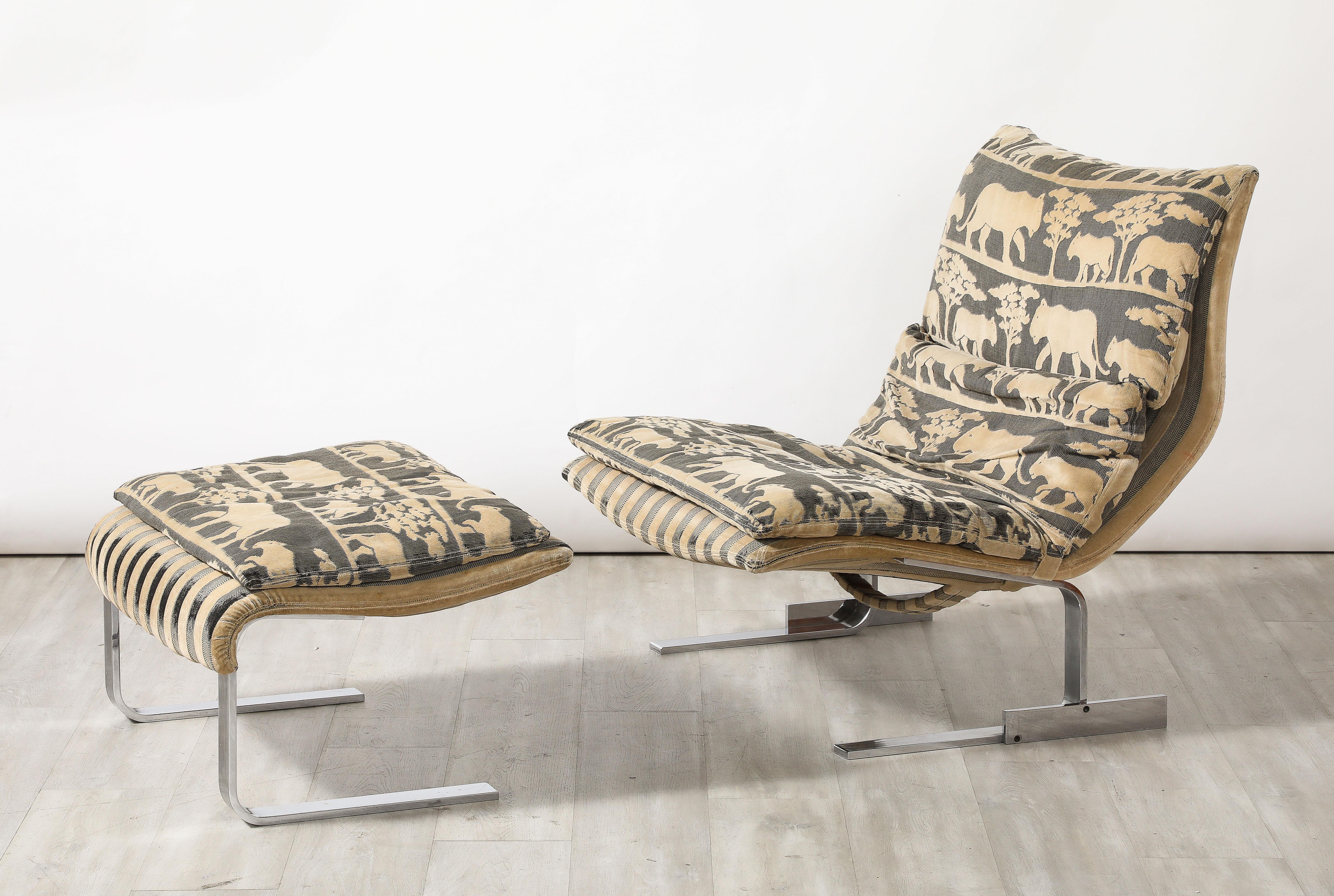 Giovanni Offredi 'Onda' Lounge Chair and Ottoman for Saporiti, Italy, circa 1970 For Sale 2