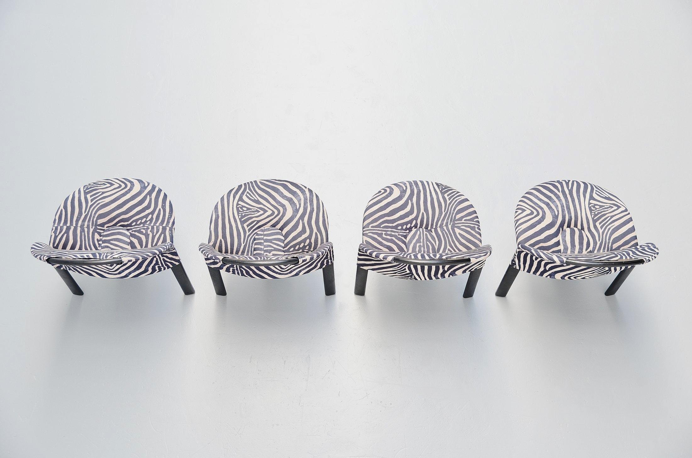 Cold-Painted Giovanni Offredi Sail Chairs Saporiti, Italy, 1973