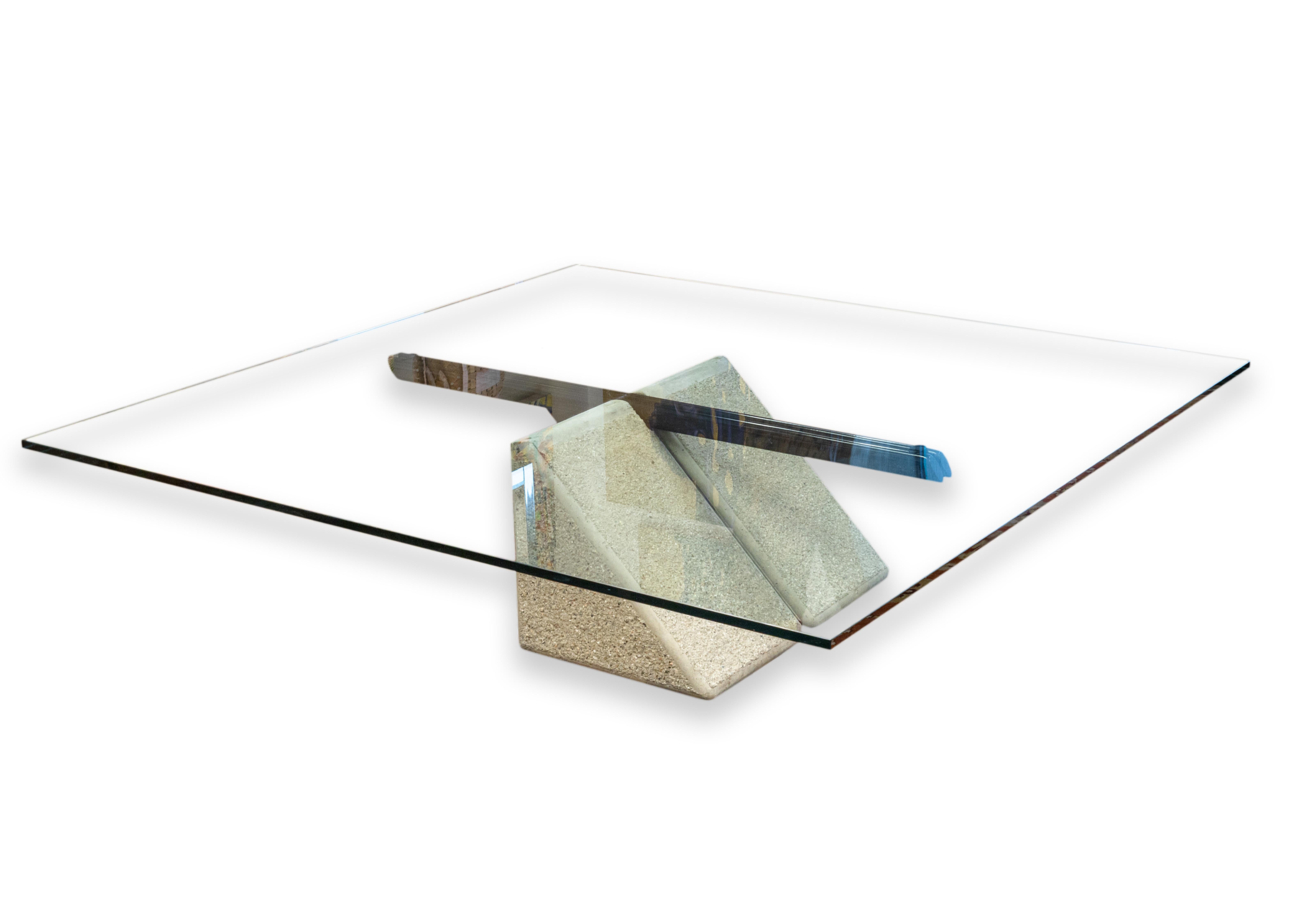 Giovanni Offredi Saporiti Concrete and Glass Contemporary Coffee Cocktail Table 3