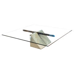 Giovanni Offredi Saporiti Concrete and Glass Contemporary Coffee Cocktail Table