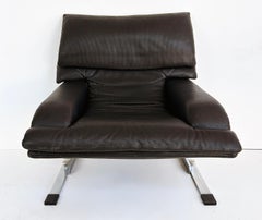 Giovanni Offredi Saporiti Italia Onda Wave Chair, Black Leather, Chrome