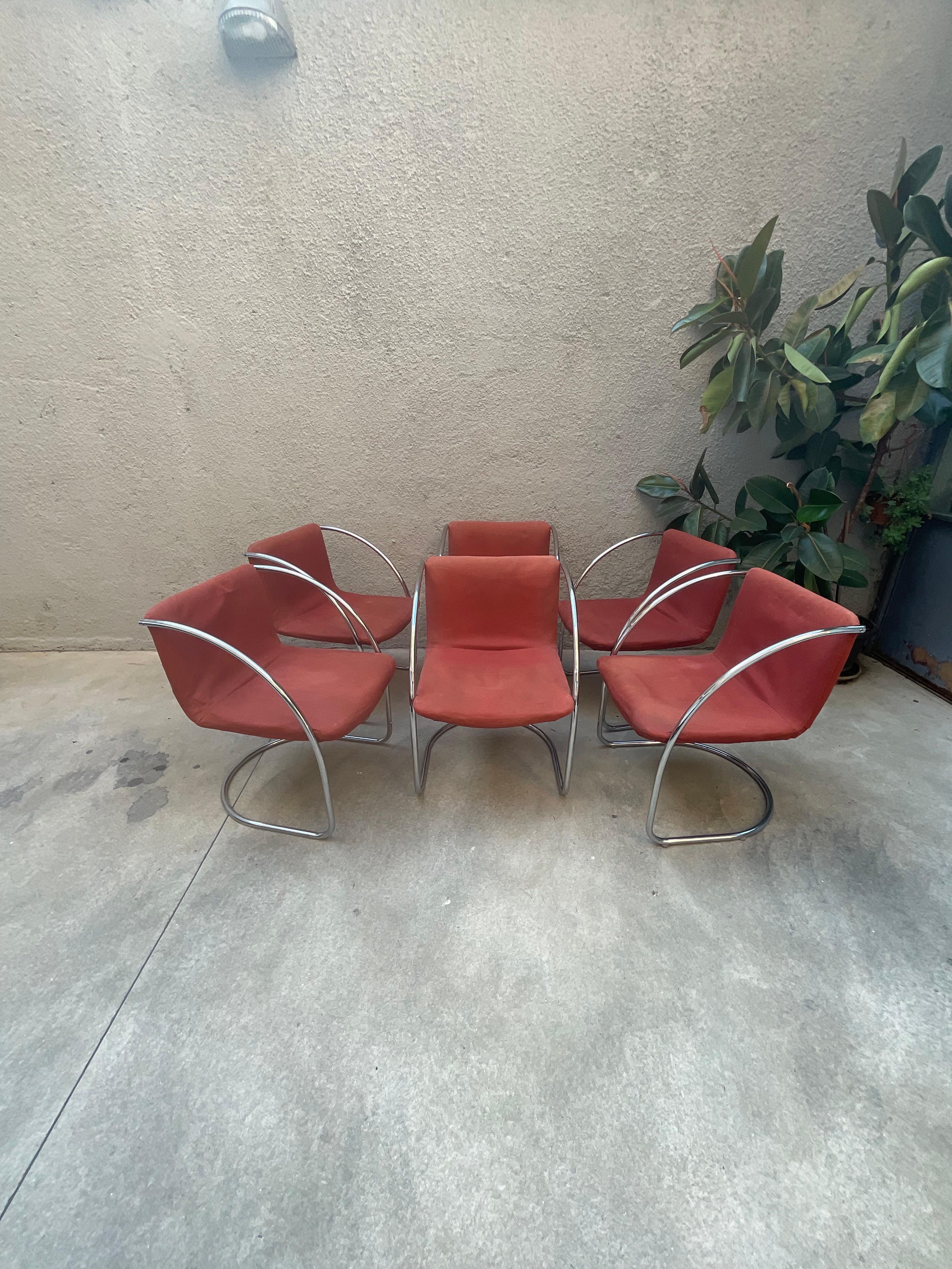 GIOVANNI OFFREDI - SAPORITI - Set 6 sedie Mod. LENTE - Made in ITALY 1960.- in vendita 3