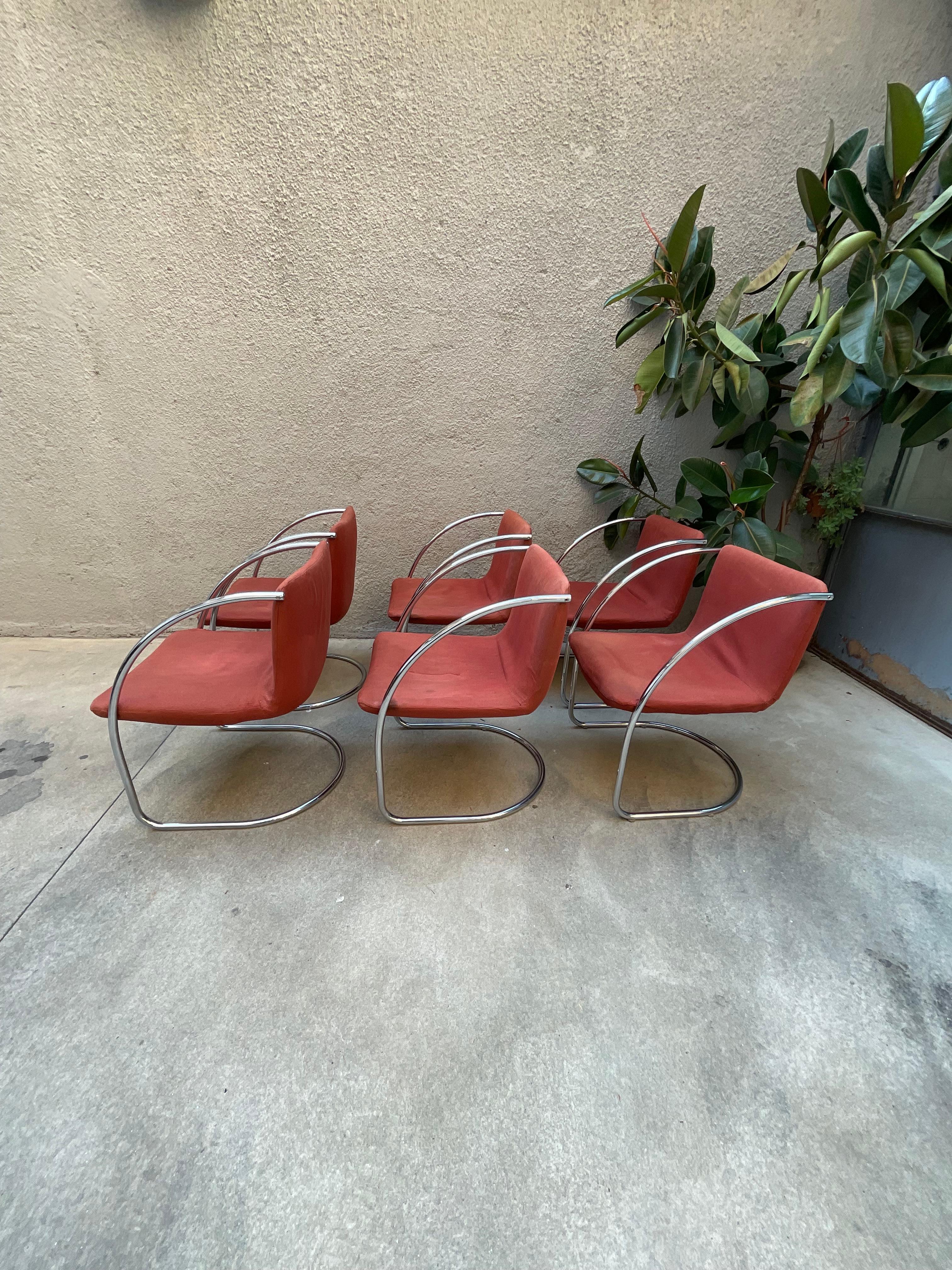 Acciaio inossidabile GIOVANNI OFFREDI - SAPORITI - Set 6 sedie Mod. LENTE - Made in ITALY 1960.- in vendita