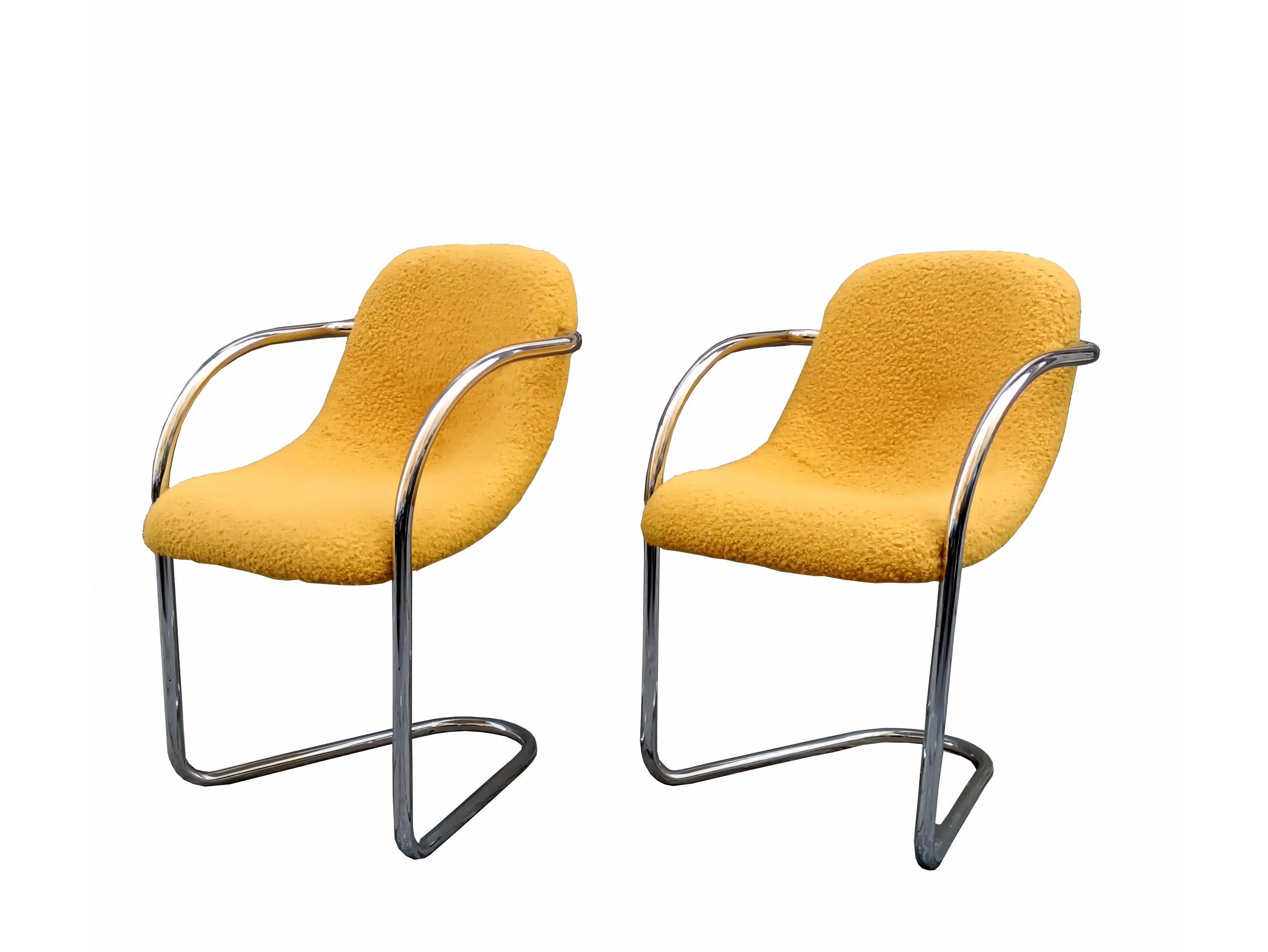 Italian Paire de chaises en acier tubulaire de style Giovanni Offredi, Italie, années 1960 en vente