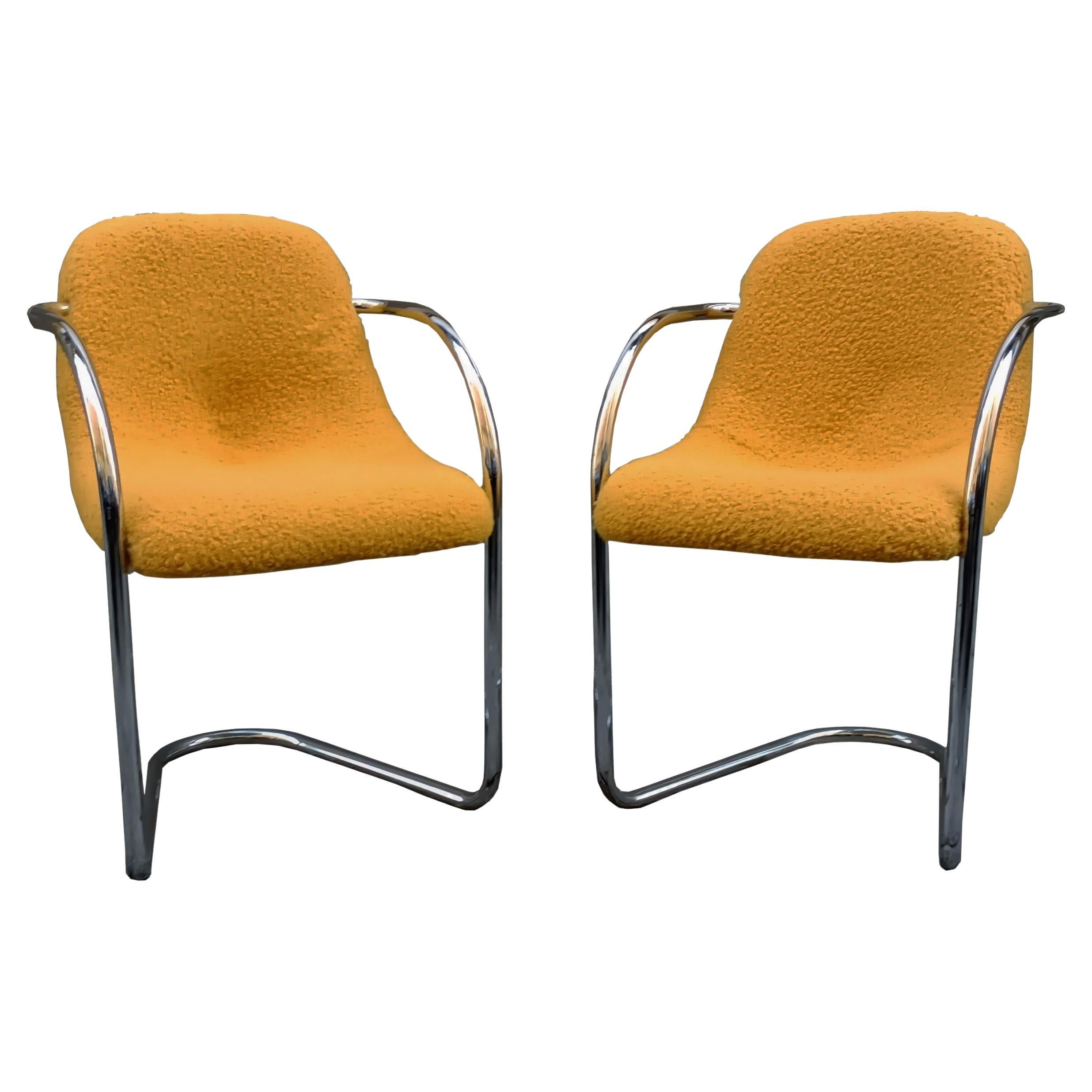 Pareja de sillas de acero tubular estilo Giovanni Offredi, italia años 60