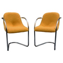 Pareja de sillas de acero tubular estilo Giovanni Offredi, italia años 60