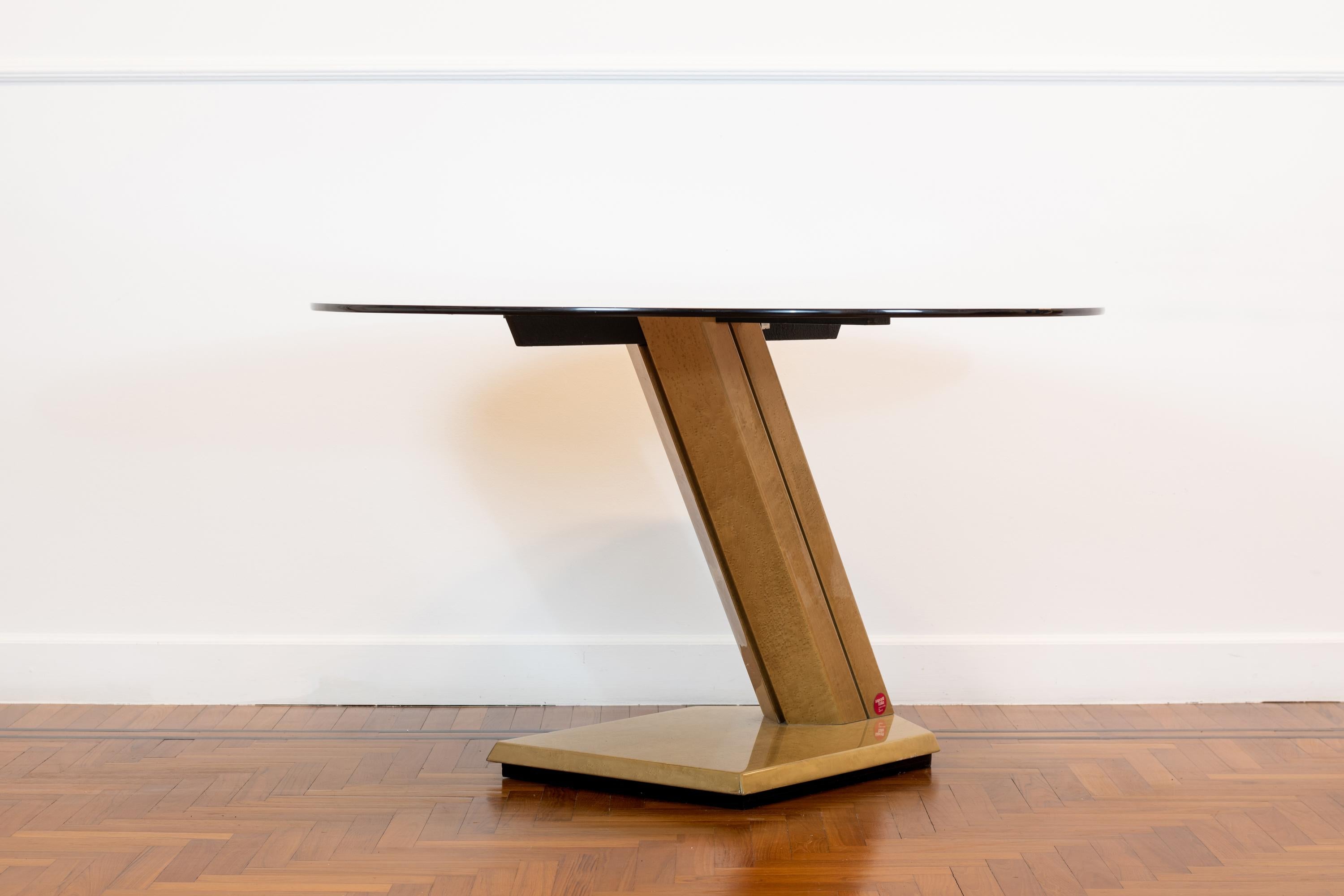 Giovanni Offredi Sunny Tisch aus Holz und Glas für Saporiti, 1970 (Postmoderne) im Angebot
