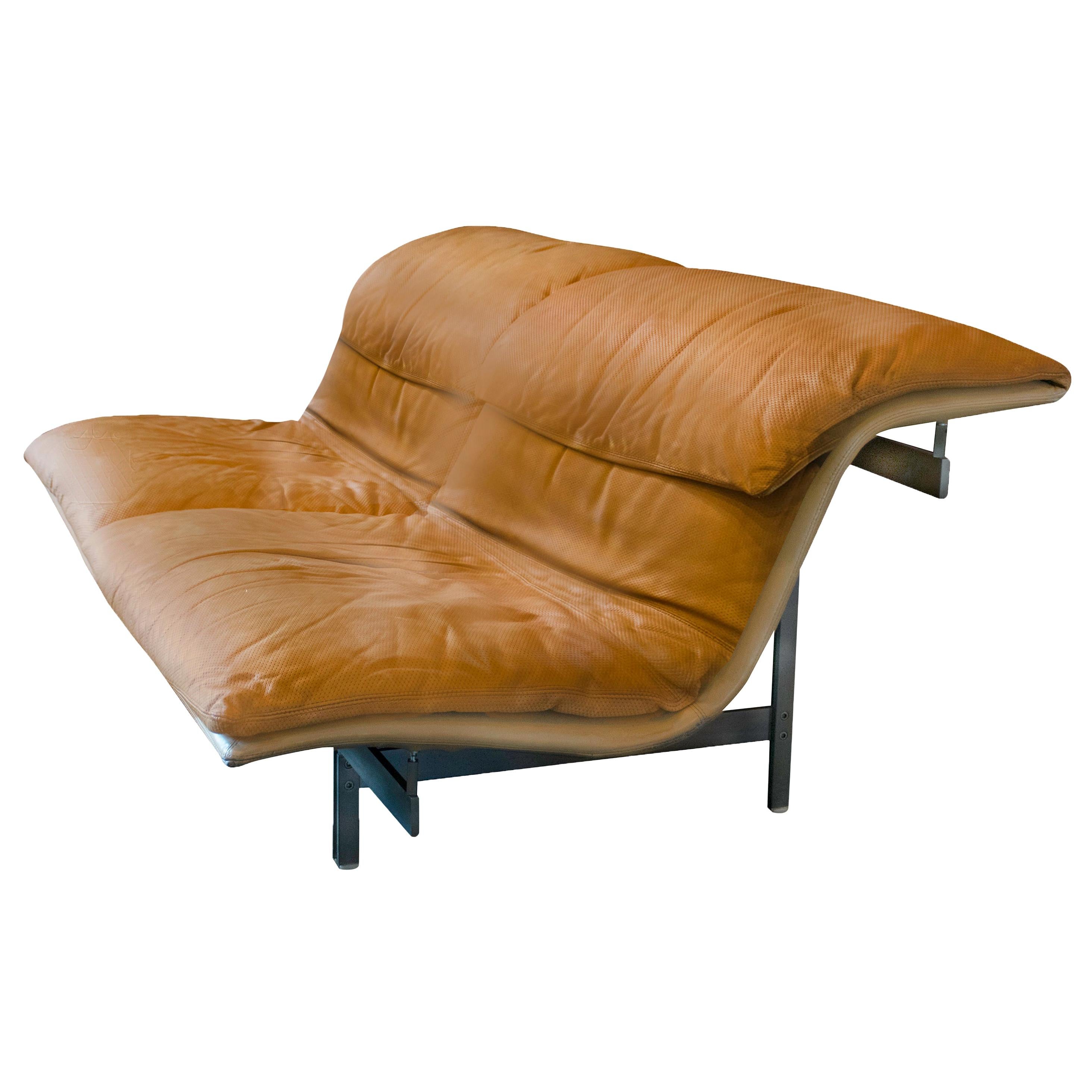 Giovanni Offredi 'Wave' Leather Sofa by Saporiti, Italy