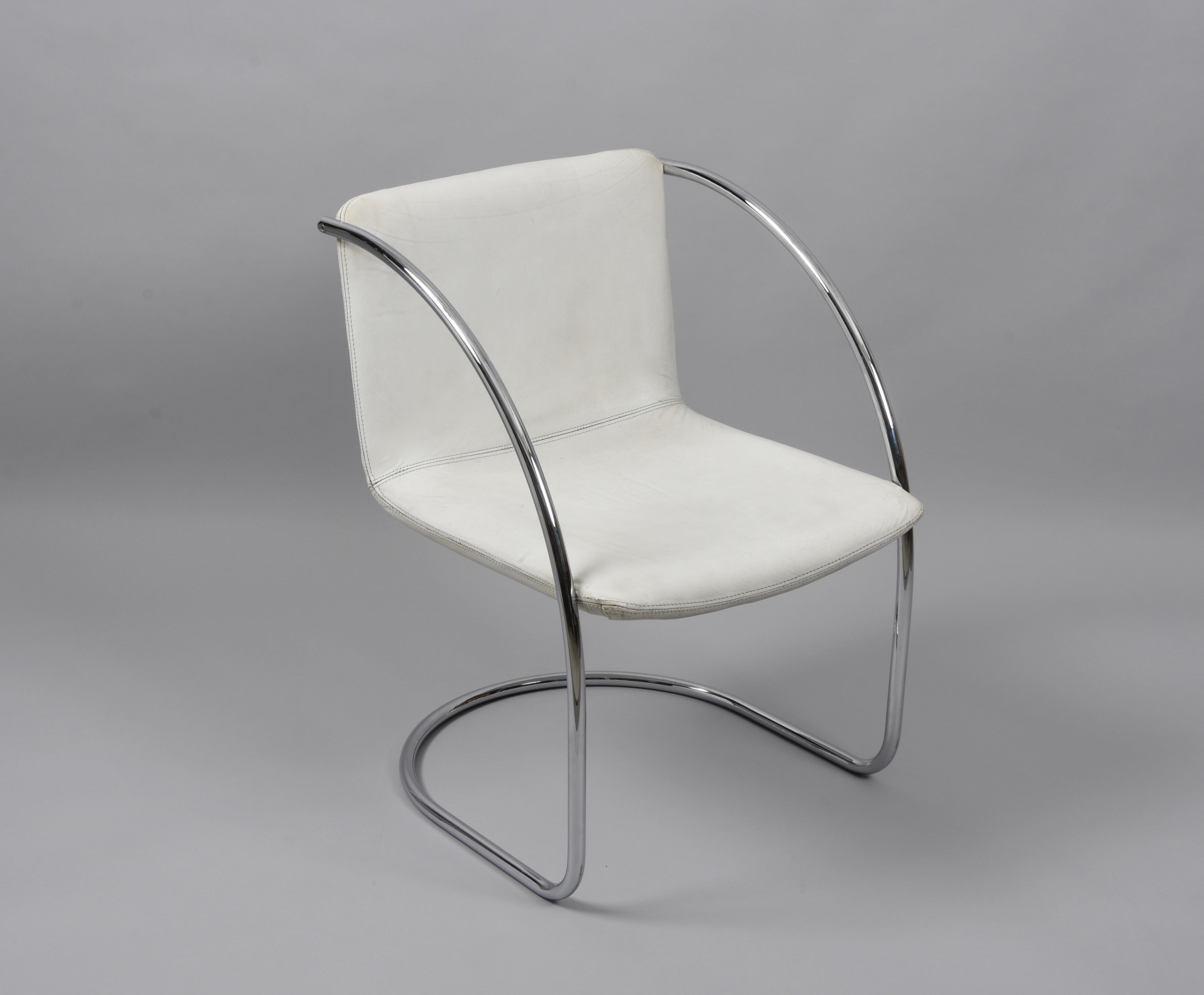 Giovanni Offredi White Leather and Steel 