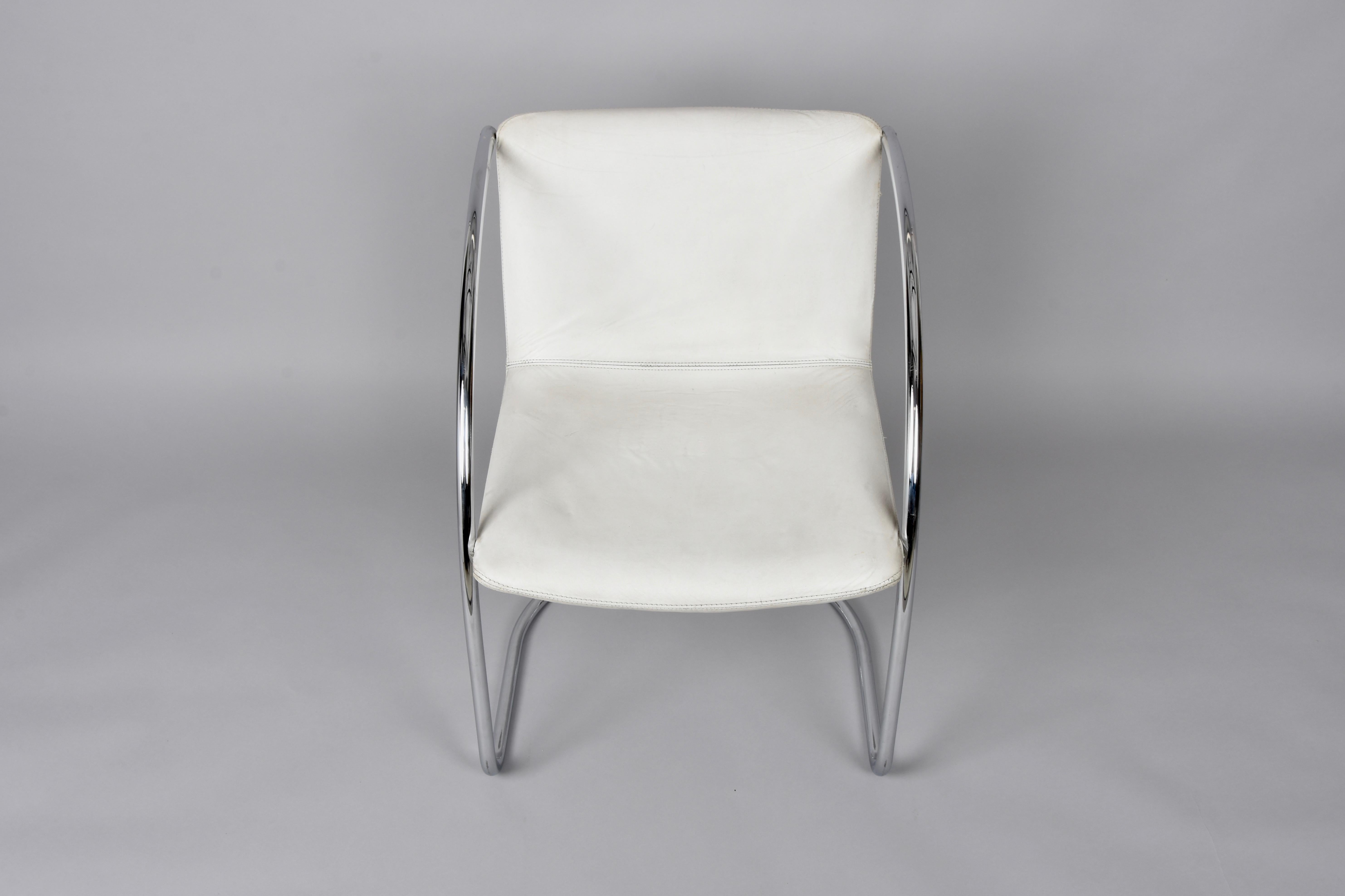 Giovanni Offredi White Leather and Steel 