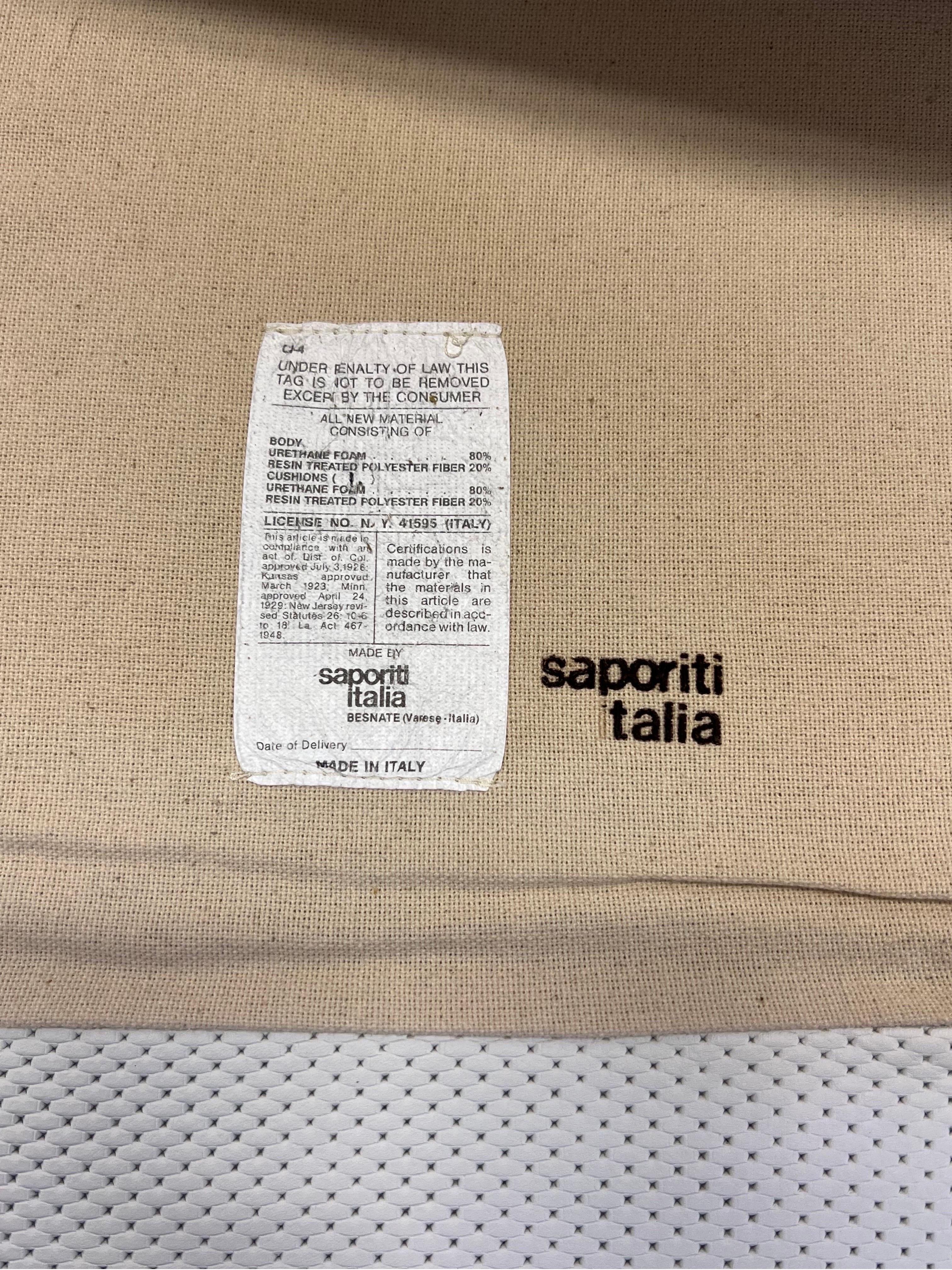 Giovanni Offredi White Leather Onda Wave Chaise Lounge for Saporiti 7