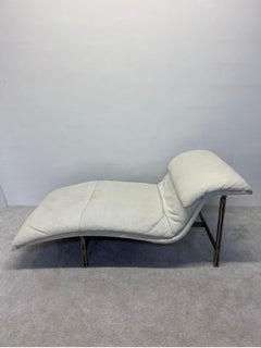 Giovanni Offredi White Leather Onda Wave Chaise Lounge for Saporiti