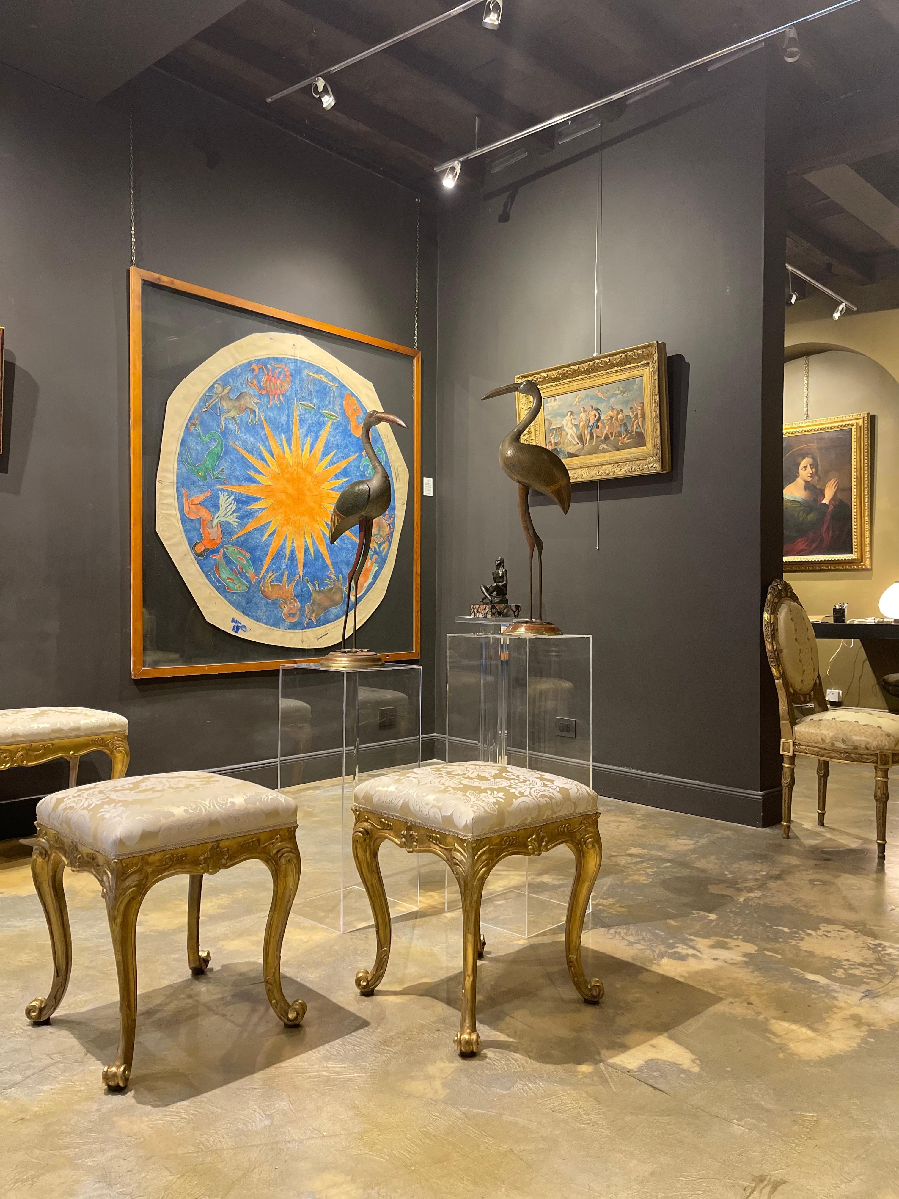 “The Zodiac” Large Modern Italian Signed and Archived Painting by Giovanni Omiccioli 

Giovanni Omiccioli (1901-1975), a Roman painter belonging to the group of painters of the Roman School, produced Lo zodiaco (The Zodiac) around the 1940s, a large