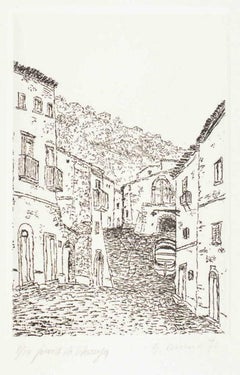 Boat in Via delle Grotte-Positano-Italy - Etching by Giovanni Omiccioli - 1971
