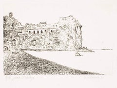 Cinque terre - Italy - Original Etching by G. Omiccioli - 1971