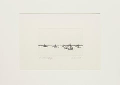 Fishing - Etching on Cardboard by Giovanni Omiccioli - 1971