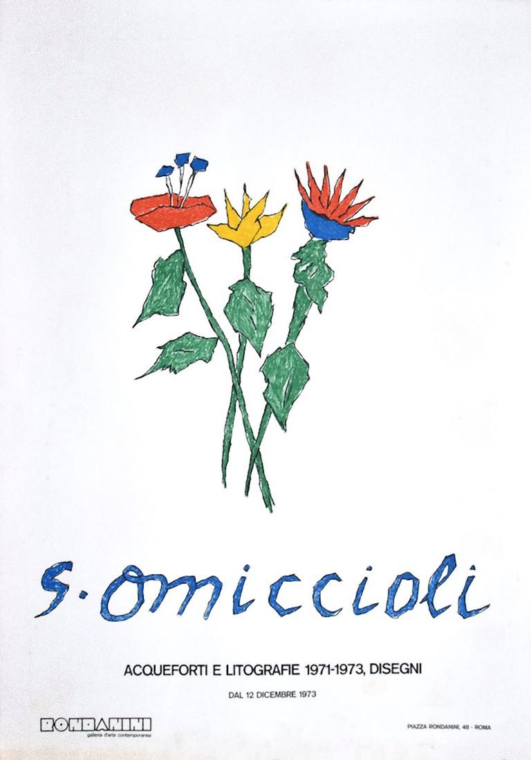Flowers is a beautiful offset print, realized in 1973 by the Italian artist Giovanni Omiccioli (Rome, 1901-1975). a poster of artist artworks exhibited in Gallery Rondanini from 1971-1973. 

Good conditions.

The artwork represents a beautiful