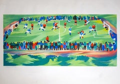 Lithographie d'un match de football - Giovanni Omiccioli - 1973 