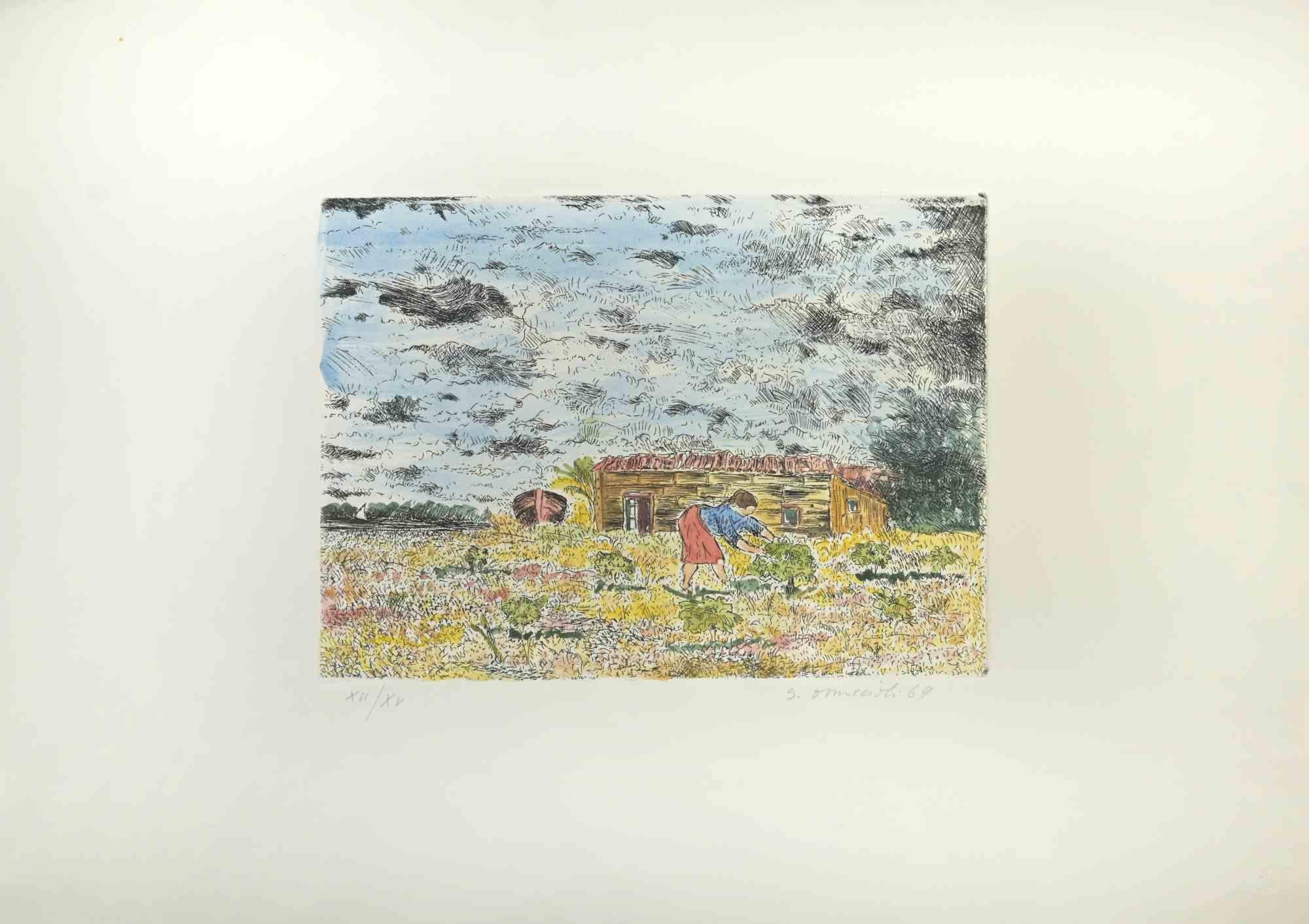 Mädchen auf dem Bauernhof ist ein 1969 entstandenes Kunstwerk von Giovanni Omiccioli (25. Februar 1901 - 1. März 1975).

Farbige Original-Radierung und Aquatinta.

In der rechten unteren Ecke mit Bleistift vom Künstler handsigniert und datiert: