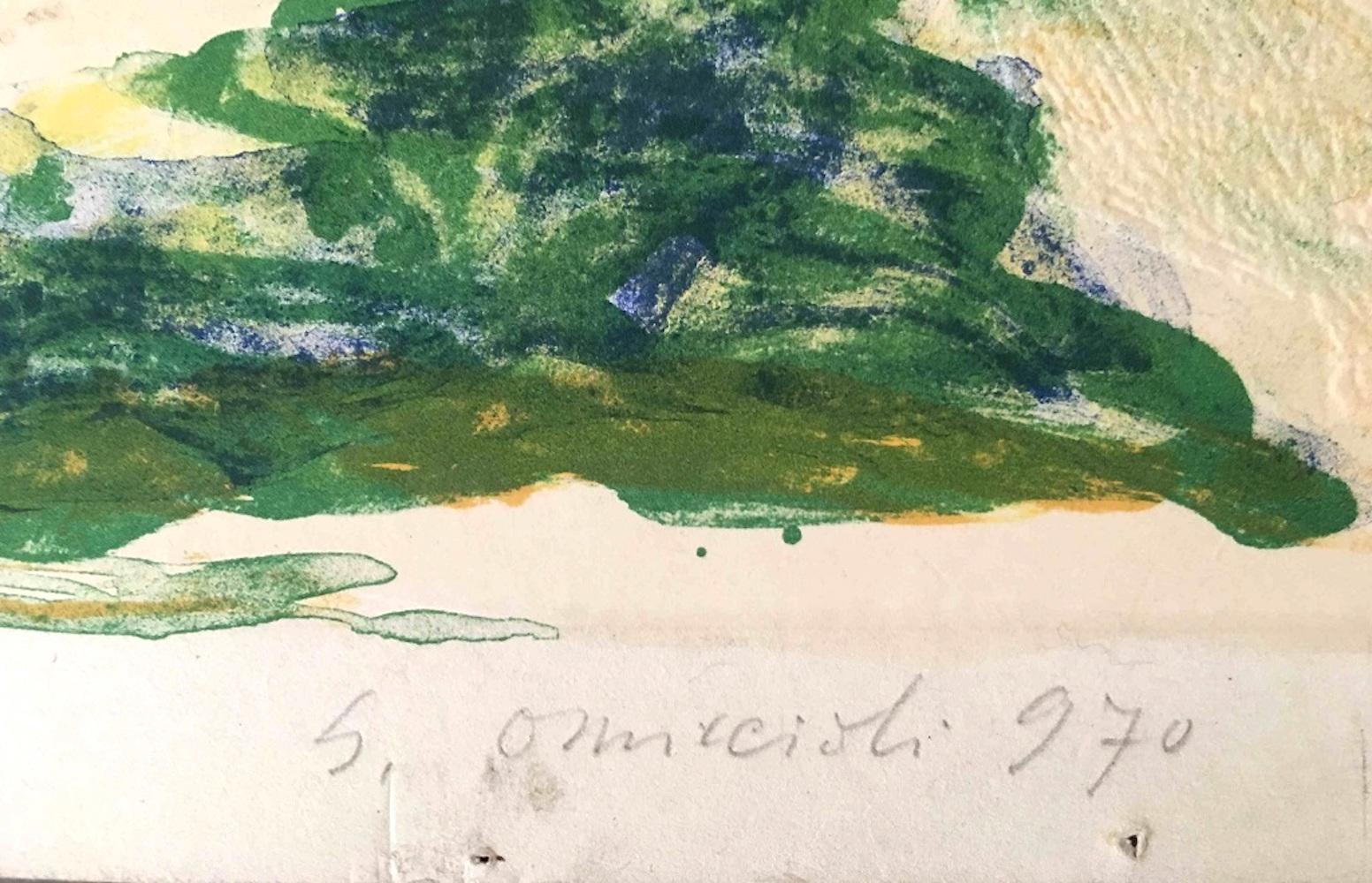 Untitled is a beautiful original watercolor on cardboard, realized by the Italian artist Giovanni Omiccioli (Rome, 1901-1975) in 1970.

Signed and dated in pencil. 

A delicate landscape realized with incredible draftsmanship.

In very good