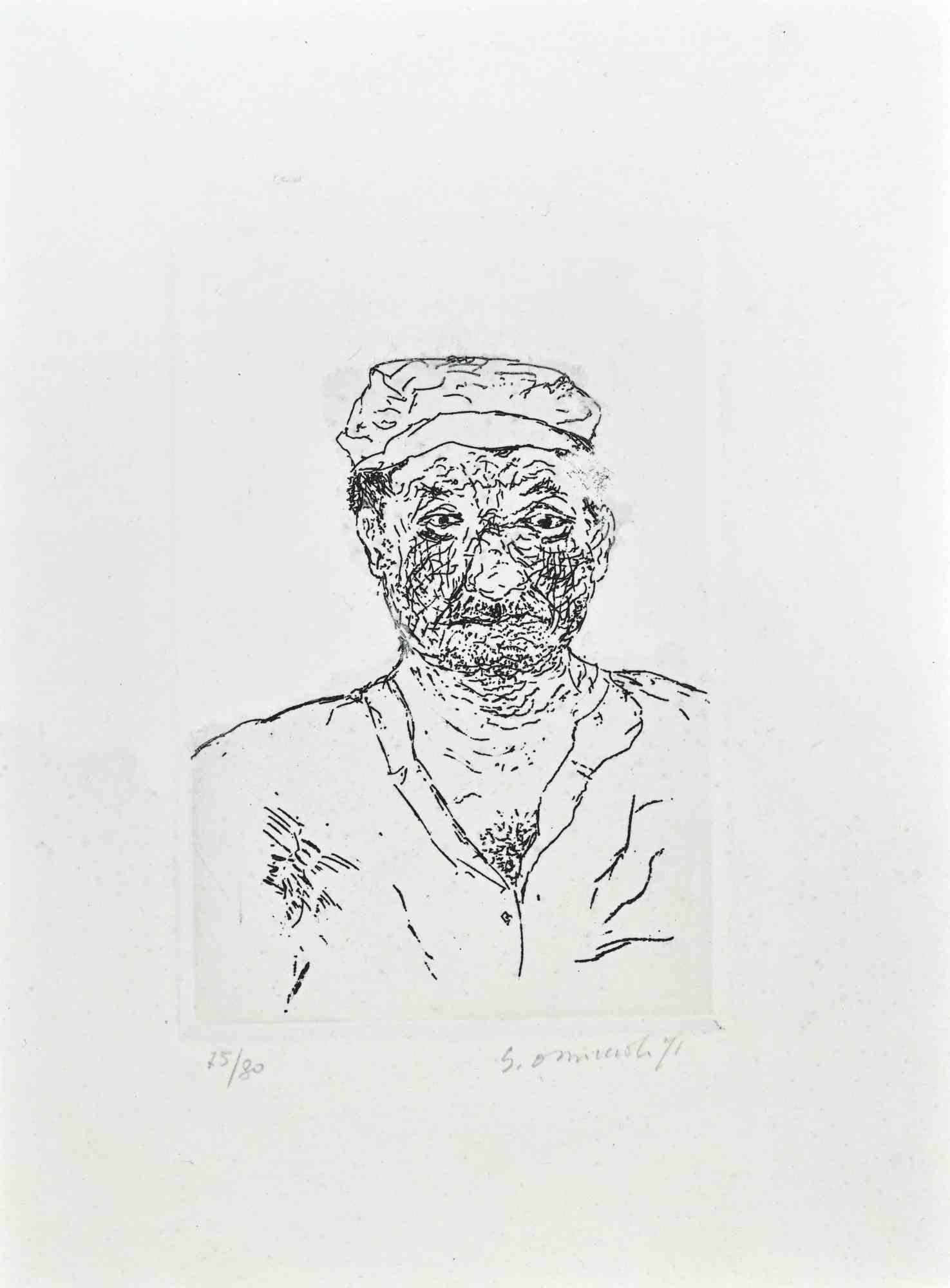 Ritratto di pescatore è una bellissima acquaforte realizzata nel 1971 dall'artista italiano Giovanni Omiccioli (Roma, 1901-1975). 

Firmato a mano a matita in basso a destra e datato. Numerato in basso a sinistra, edizione di 15/80 stampe.

In