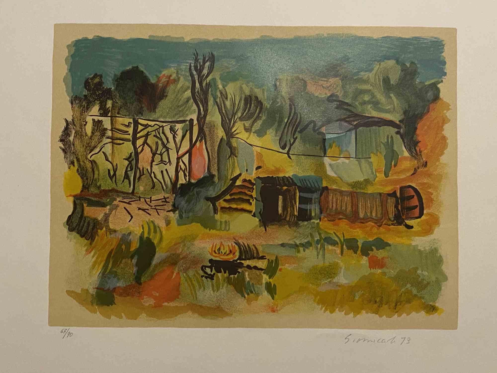 Suburbios romanos es una obra de arte original realizada en 1973 por Giovanni Omiccioli (25 de febrero de 1901 - 1 de marzo de 1975).

Litografía original en color sobre cartón.

Firmado a mano y fechado en la esquina inferior derecha a lápiz por el