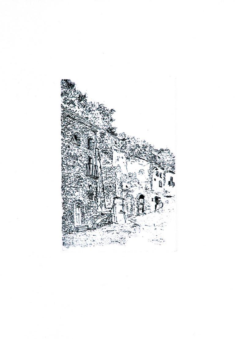 Ruins in Largo Annunziata - Marino - Etching by Giovanni Omiccioli - 1971