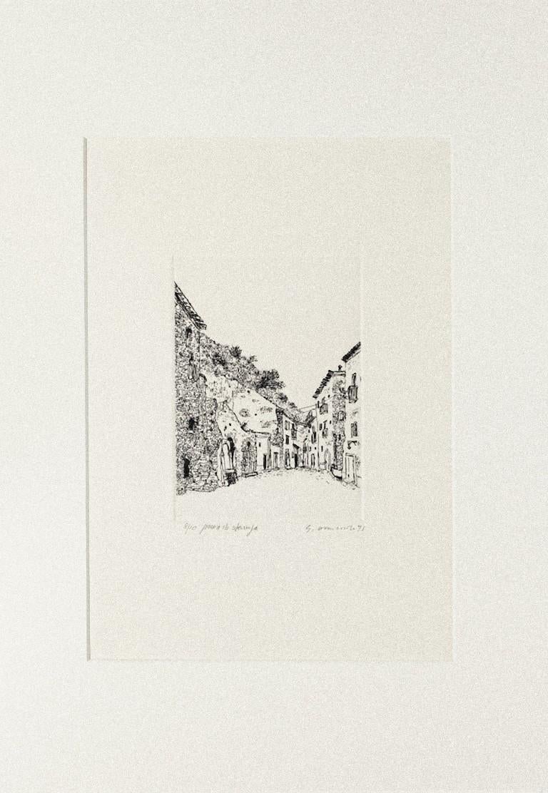 Scilla - Original Etching on Cardboard by Giovanni Omiccioli - 1971 For Sale 1