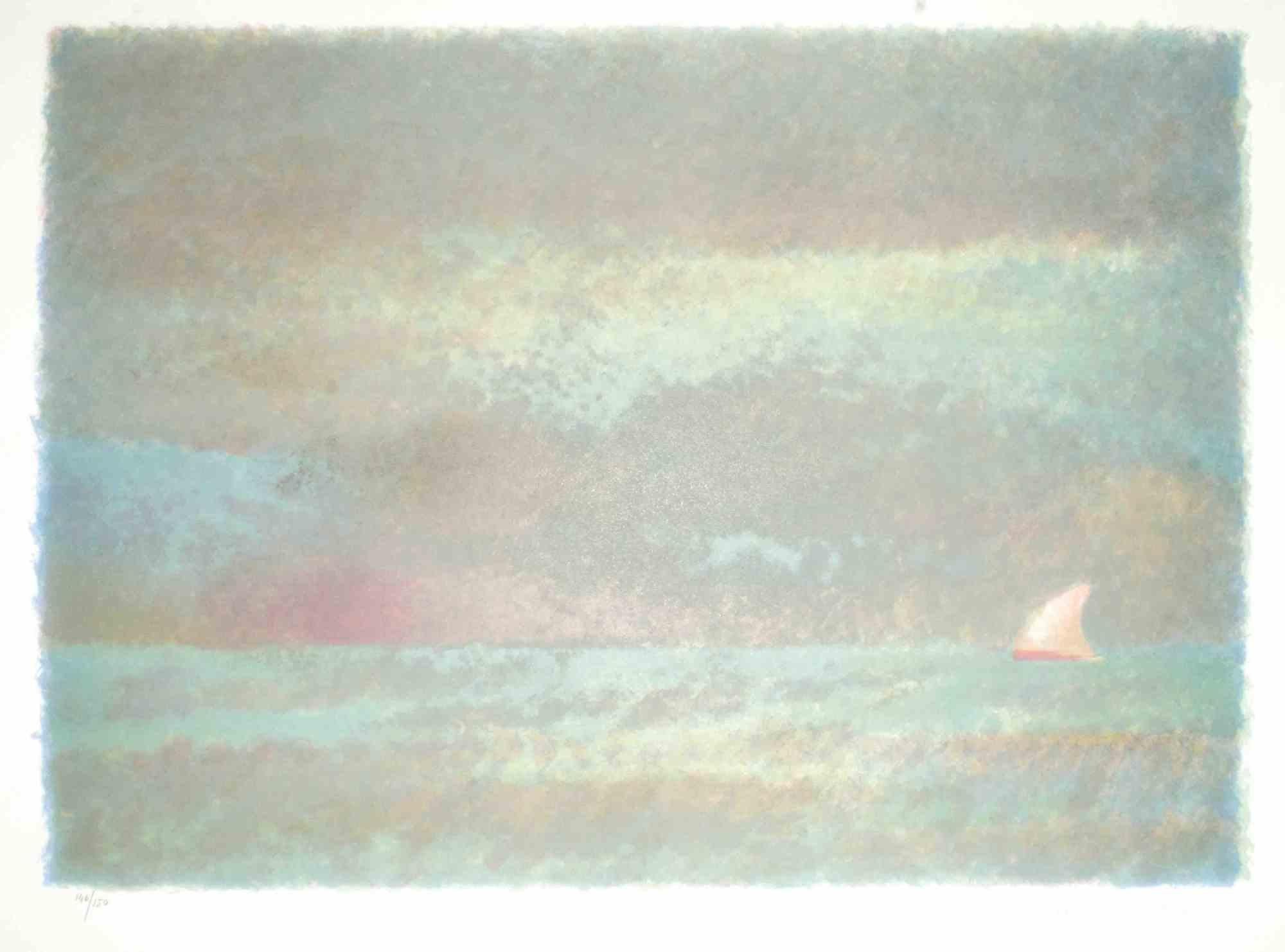 Bord de mer - Lithographie de Giovanni Omiccioli - 1971