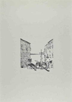 The Fisherman's Village - Etching by Giovanni Omiccioli - 1970s