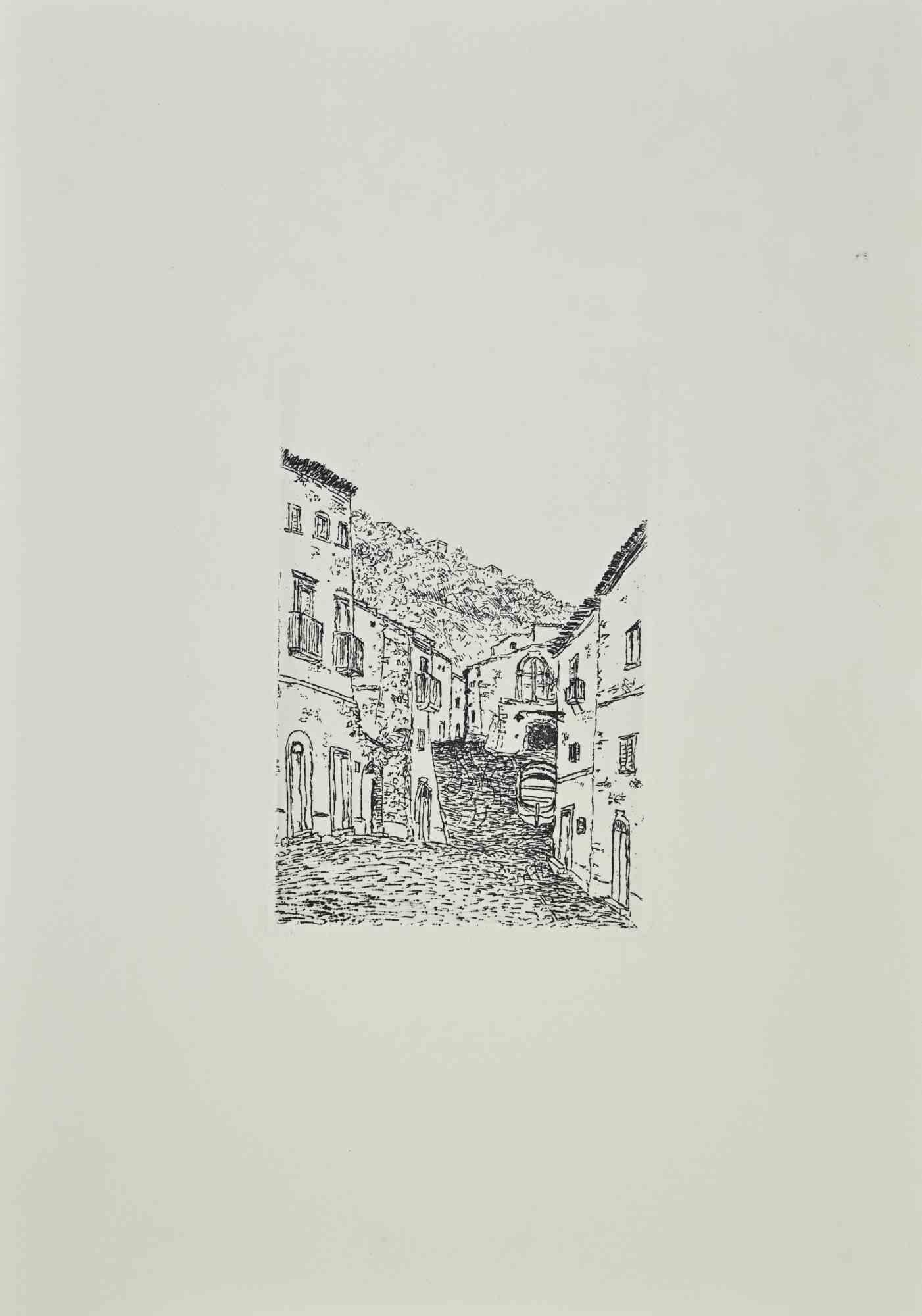 Das Fischerdorf ist ein Kunstwerk, das in den 1970er Jahren von Giovanni Omiccioli (25. Februar 1901 - 1. März 1975) geschaffen wurde.

Radierung auf Papier.

Gute Bedingungen.

Giovanni Omiccioli (25. Februar 1901 - 1. März 1975) war ein