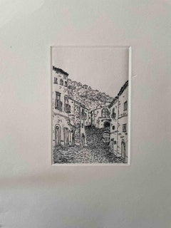 Vintage The Houses of Scilla - Etching by Giovanni Omiccioli - 1970s