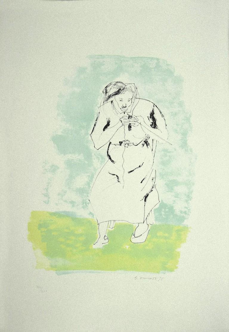 The Woman - Originallithographie von Giovanni Omiccioli - 1975