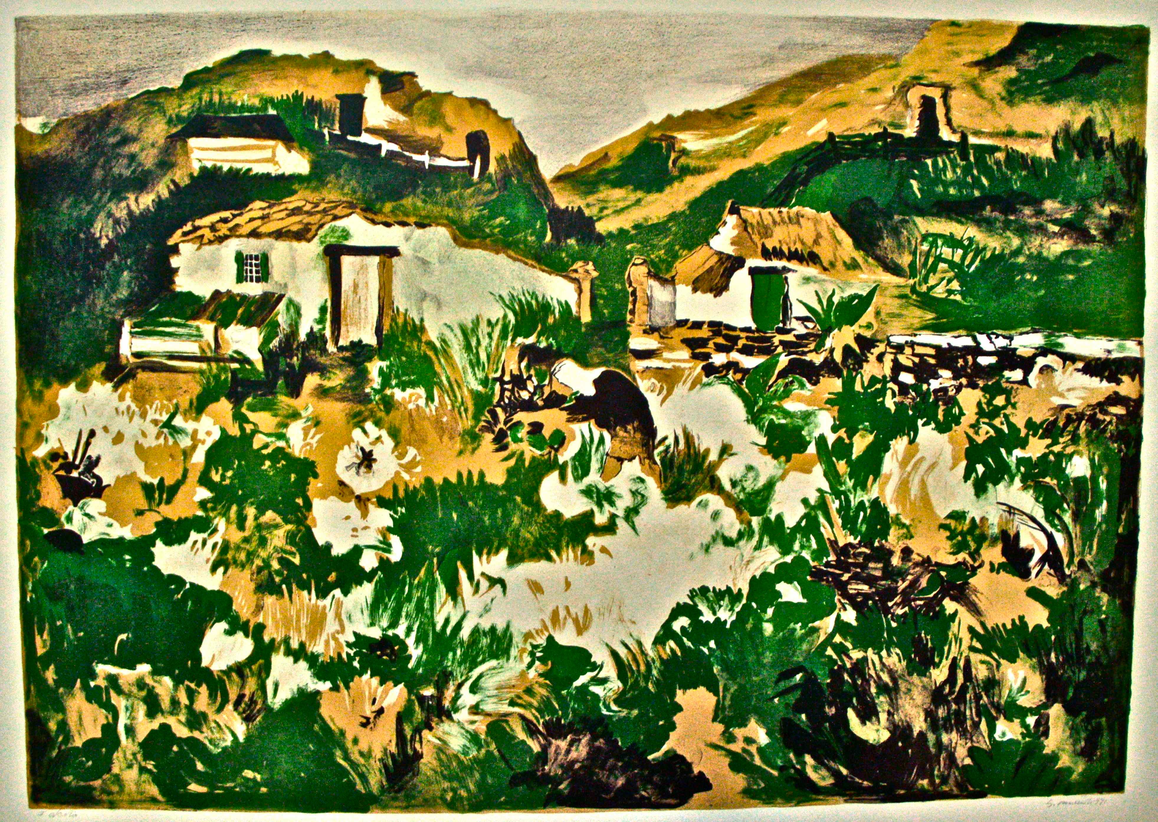 Village 1st Stadium - Lithograph by Giovanni Omiccioli - 1971