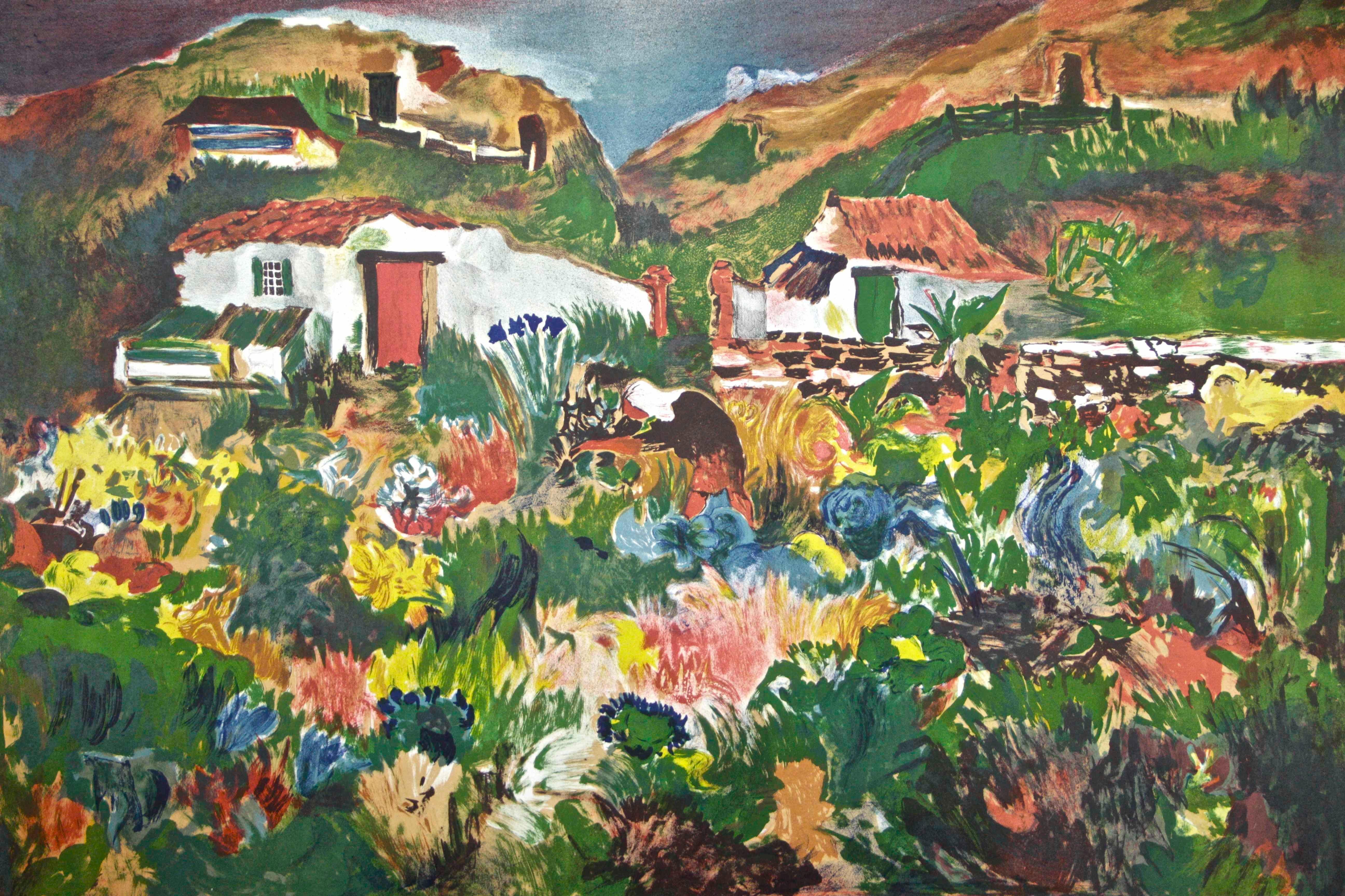 Village Stadium IV - Lithograph by Giovanni Omiccioli - 1971