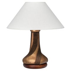 Giovanni Ottaviani Bronze Table Lamp with Beaded Texture, Italy, 1960s