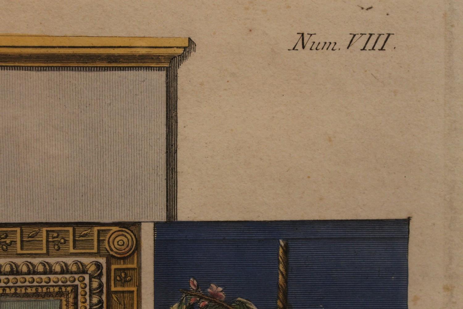 Italian 18th Century Hand-Colored Engraving on Paper of Raphael Vatican Loggias 2