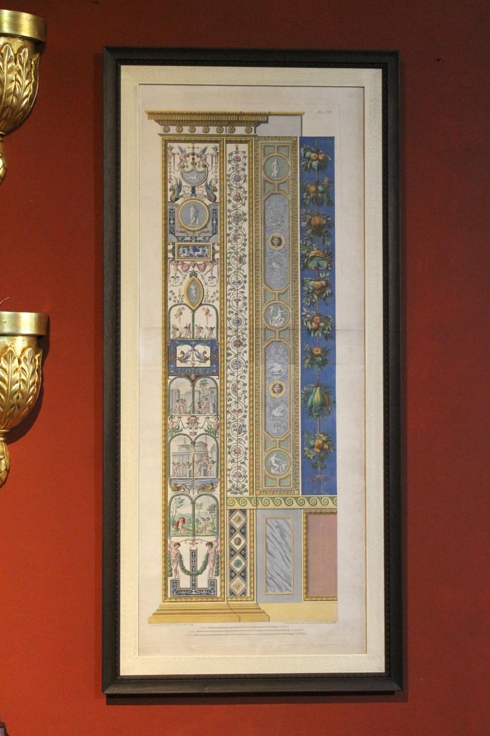 Italian 18th Century Hand-Colored Engraving on Paper of Raphael Vatican Loggias 3
