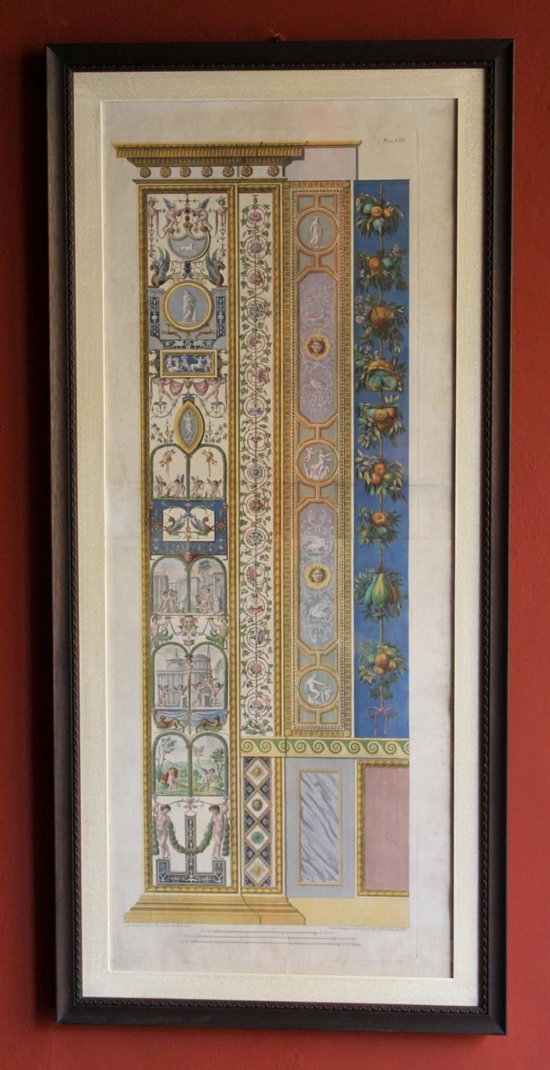 Italian 18th Century Hand-Colored Engraving on Paper of Raphael Vatican Loggias 5