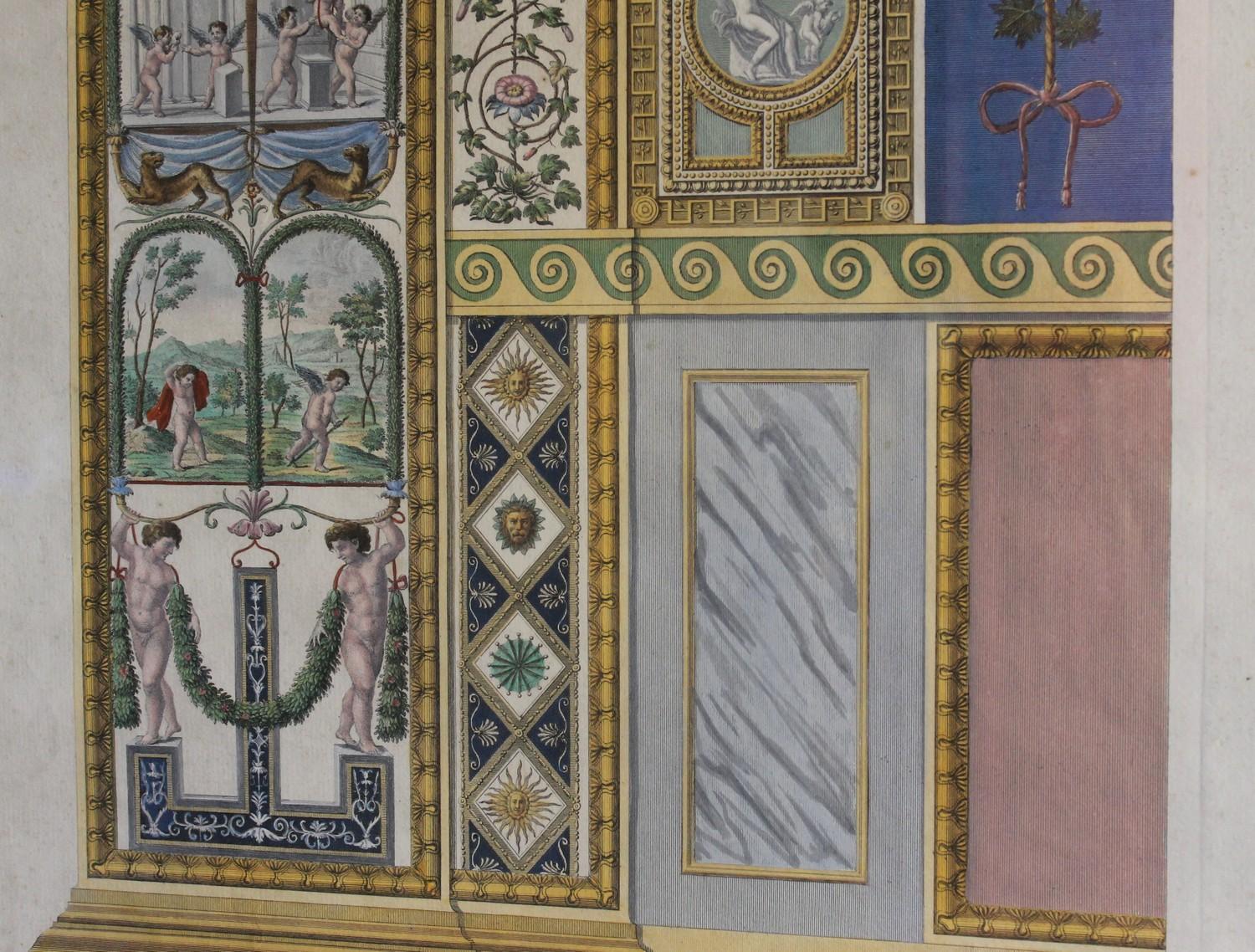Italian 18th Century Hand-Colored Engraving on Paper of Raphael Vatican Loggias 6