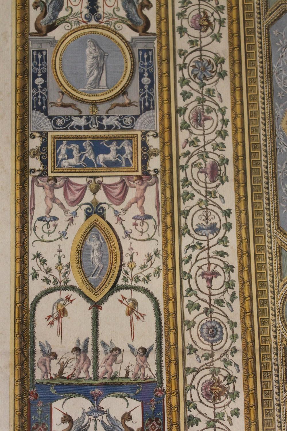 Italian 18th Century Hand-Colored Engraving on Paper of Raphael Vatican Loggias 7