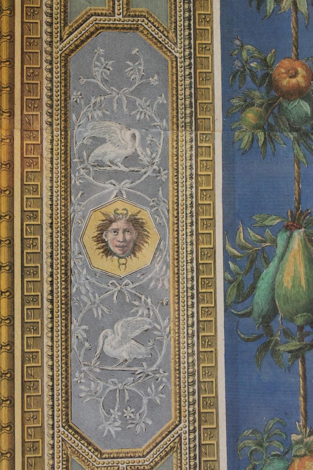 Italian 18th Century Hand-Colored Engraving on Paper of Raphael Vatican Loggias 8