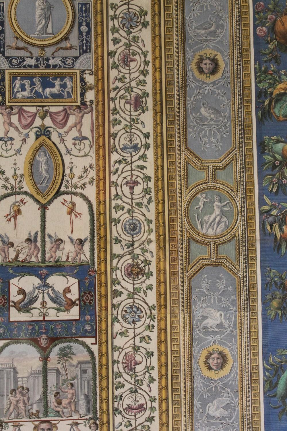 Italian 18th Century Hand-Colored Engraving on Paper of Raphael Vatican Loggias 9
