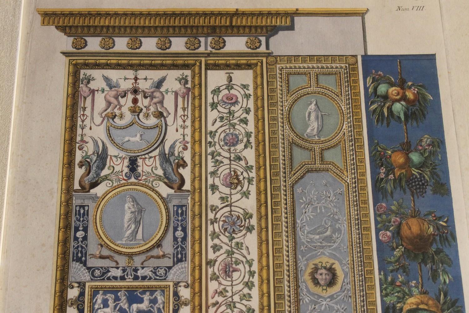 Italian 18th Century Hand-Colored Engraving on Paper of Raphael Vatican Loggias 10